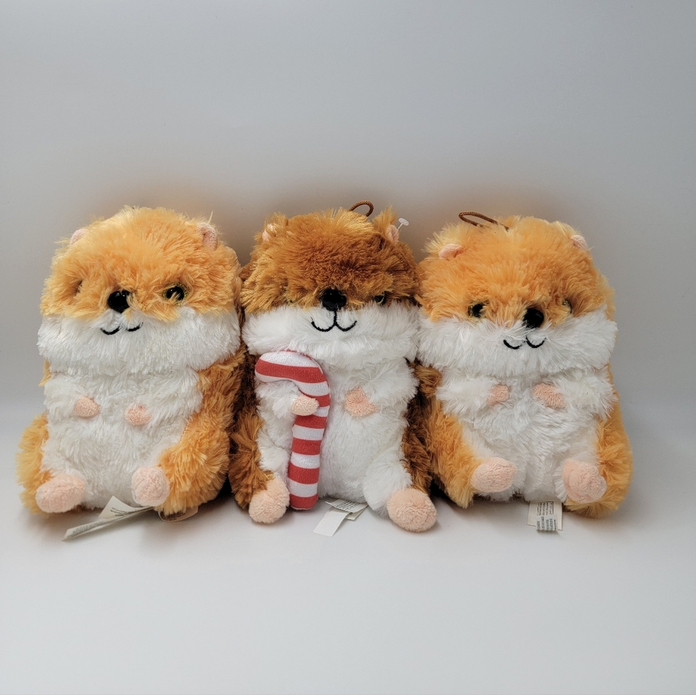Nanco Belly Buddies Hamster Plush Stuffed Animal Candy Cane Golden Brown Gerbil